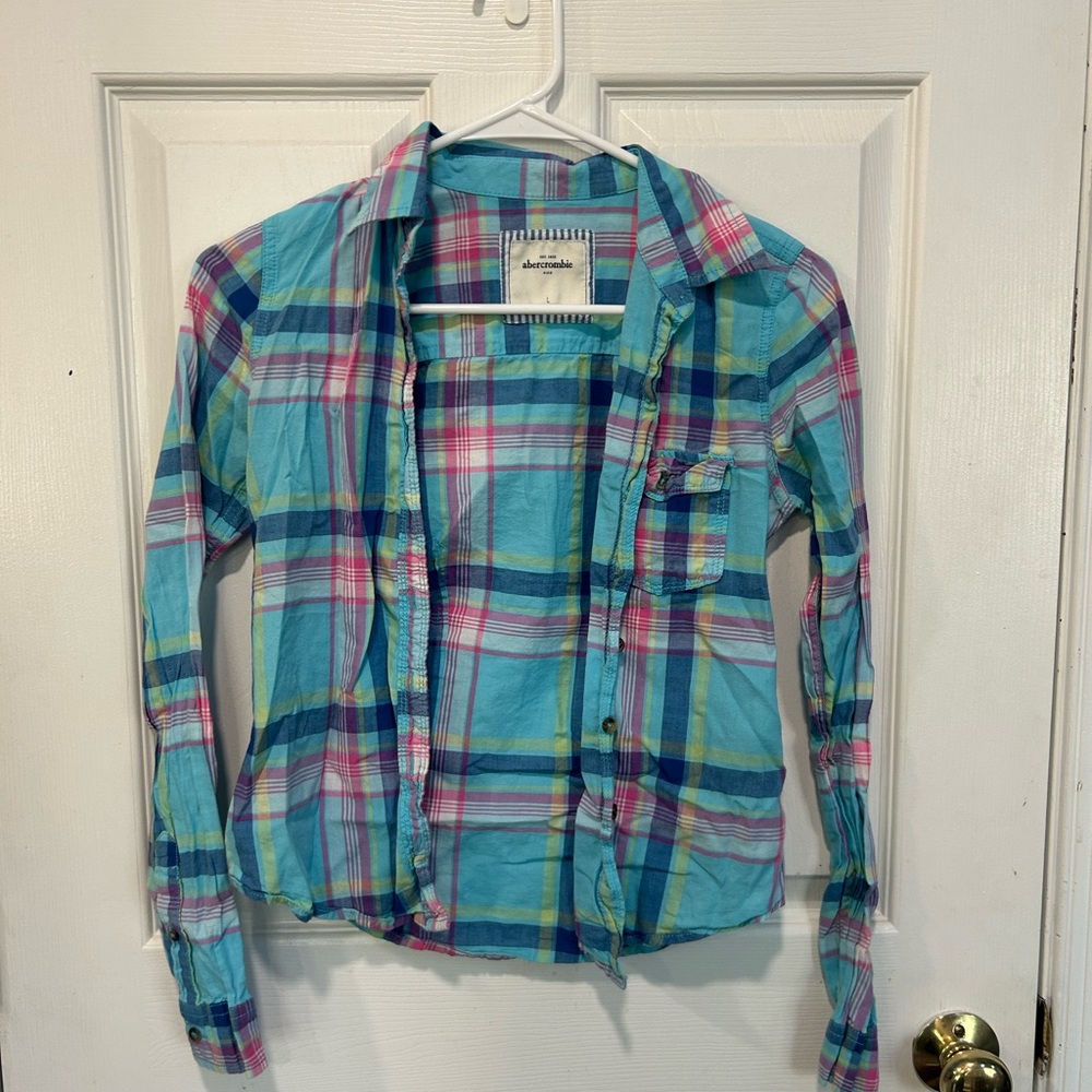 Abercrombie & Fitch Kids Plaid Shirt in Blue and Pink